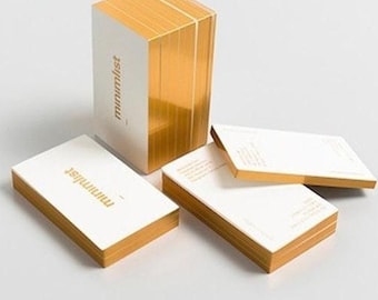 200 Gold or Silver Edge business cards, FREE SET UP, Single sided print Sided, elegant, luxury, double sided, upscale