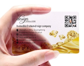400 Clear Plastic Business Cards, Transparent Business Card, QR Code Business Card, Custom Business Card, Waterproof Card, Luxury Business