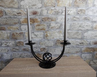 Handmade Metal Twin Taper Candle Holder