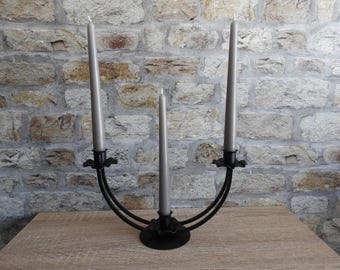 Handmade Metal Triple Taper Candle Holder