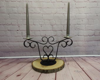 Handmade Metal Twin Taper Candle Holder