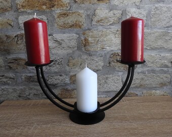 Handmade Metal Triple Pillar Candle Holder