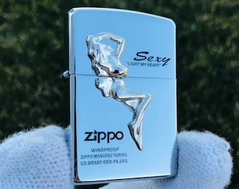 Zippo Sexy Woman Silver Engaraved Rare Custom Handmade Lighter