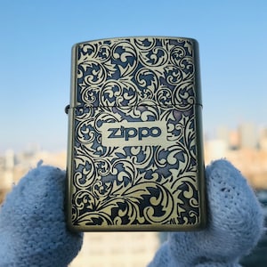 Zippo Eternal Flame Golden Engaraved Rare Custom Handmade Lighter