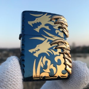 Zippo 2 Claw Blue Dragon Engaraved Rare Custom Handmade Lighter
