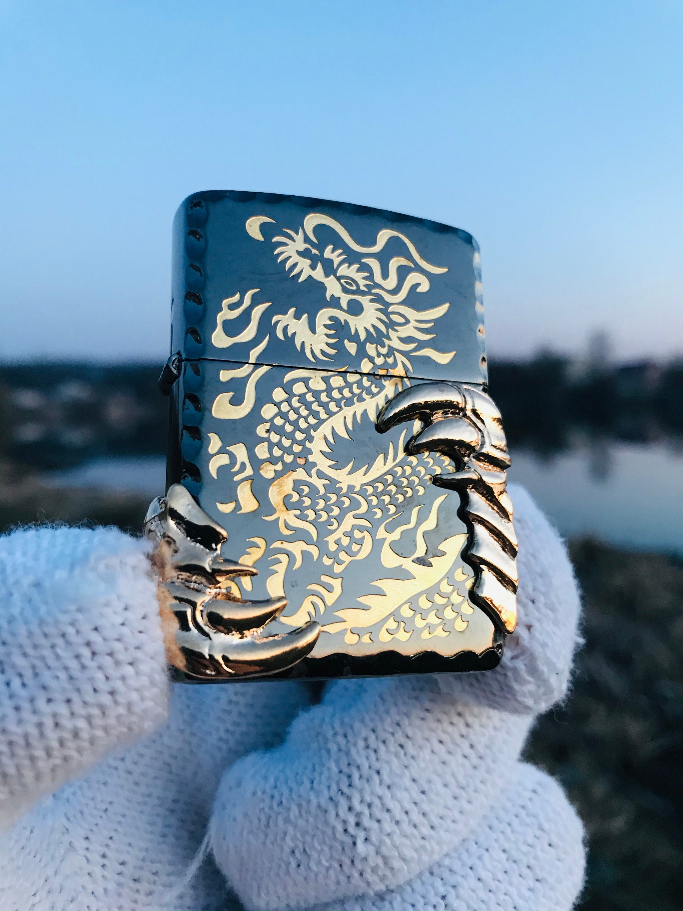 楽天市場】ZIPPO 龍石入りメタルブラック ブラック