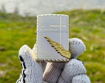 Zippo Angel Wings Golden Cross Engaraved Rare Custom Handmade Lighter