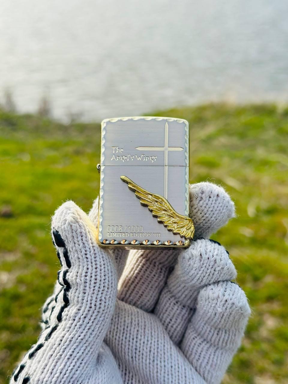 Zippo Angel Wings Golden Cross Engaraved Rare Custom Handmade Lighter