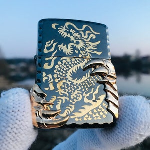 Zippo 2 Claw Black Dragon Engaraved Rare Custom Handmade Lighter