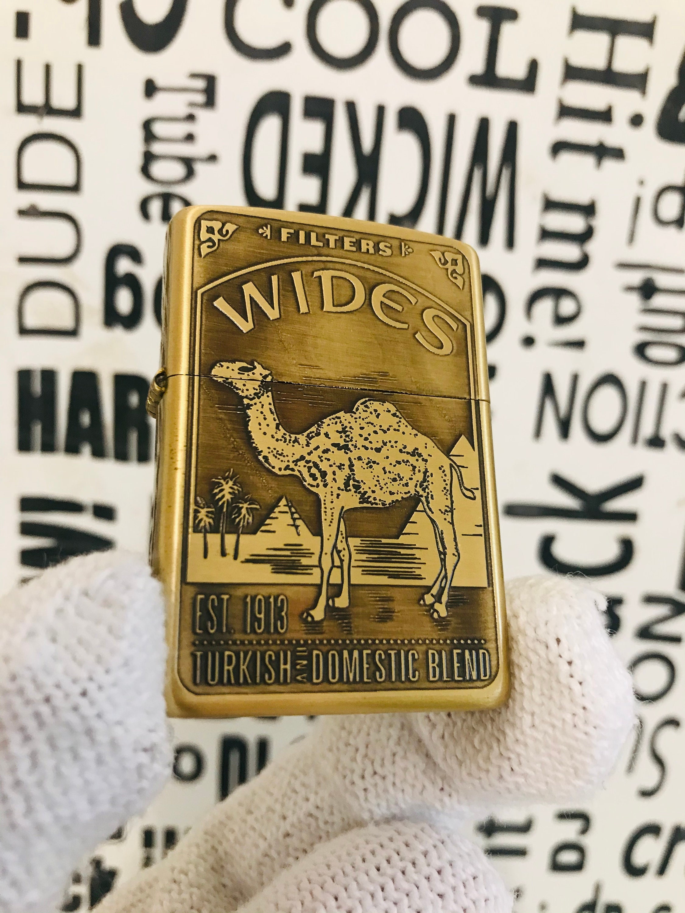 Zippo Camel Wides Golden Engaraved Rare Custom Handmade