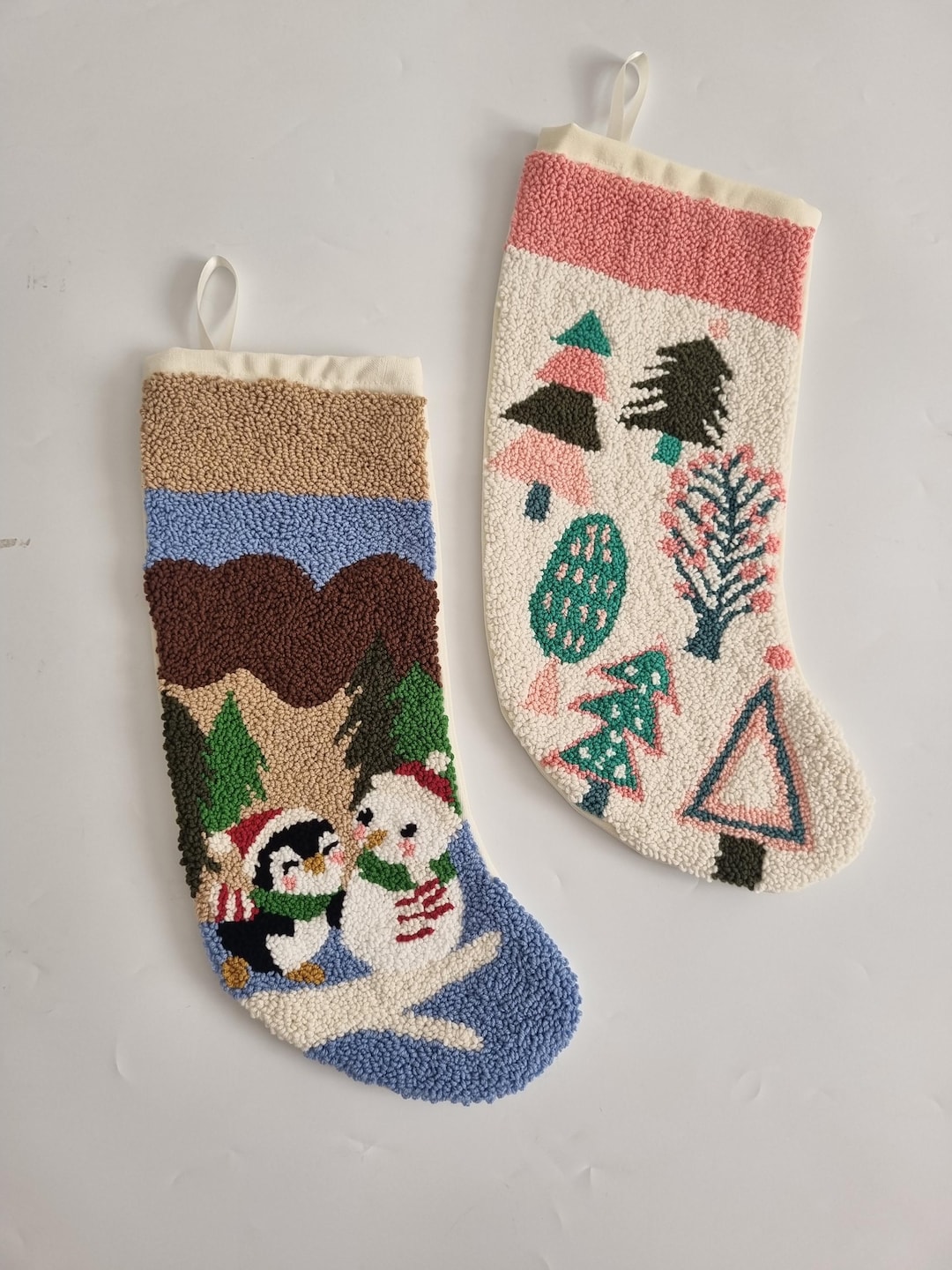 Hand Tufted Personalized Punch Needle Christmas Stocking Ornament ...