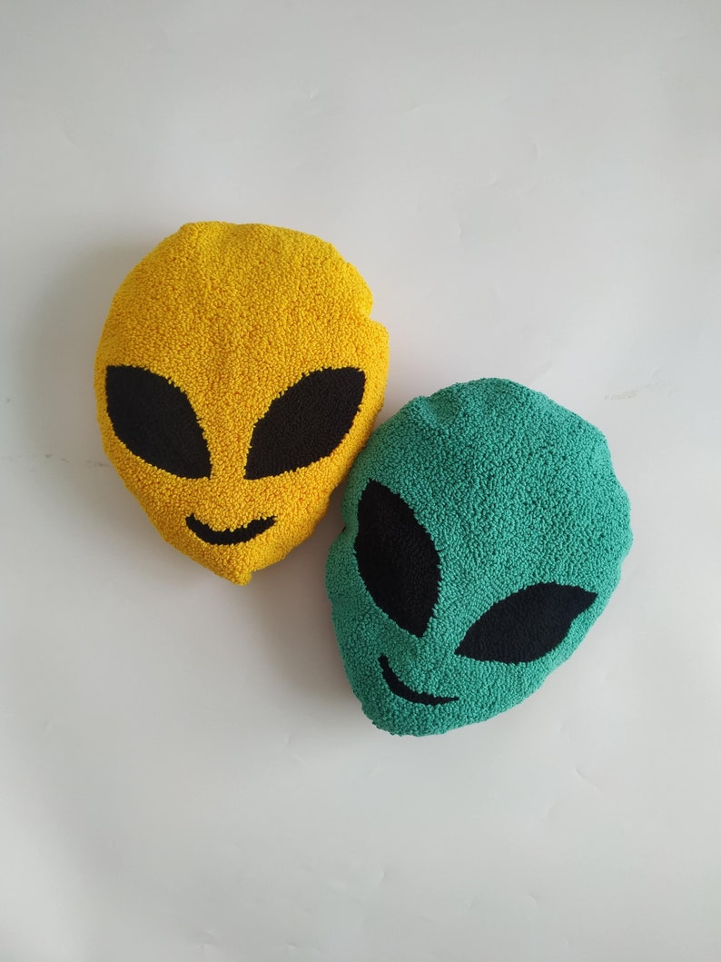 Hand Tufted Alien Pillow: Modern Punch Needle Embroidery Cushion - Etsy