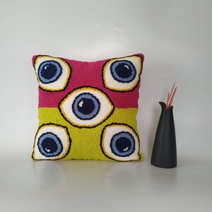Evil Eye Pillow Cover: Hand Tufted Cotton Eyes Pattern, Home Decor