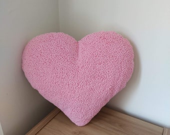 Coussin capitonné fait main en forme de coeur, housse de coussin aiguilletée, coussin décoratif pour dortoir pour filles