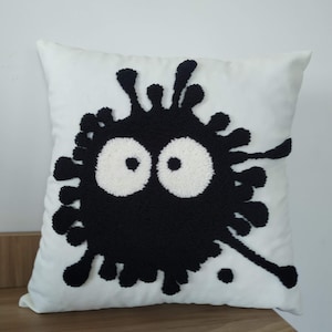 Germ Pattern Punch Needle Pillow Cover, Handmade Tufted Cute Virus Cushion Cover, Decorative Throw Pillows