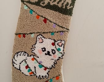 Personalisierte Locher Nadel Katze Weihnachtsstrumpf, Haustier gestickte Familie Weihnachtsstrumpf