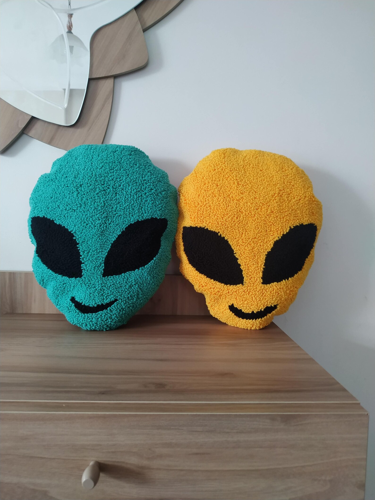 Hand Tufted Alien Pillow: Modern Punch Needle Embroidery Cushion - Etsy