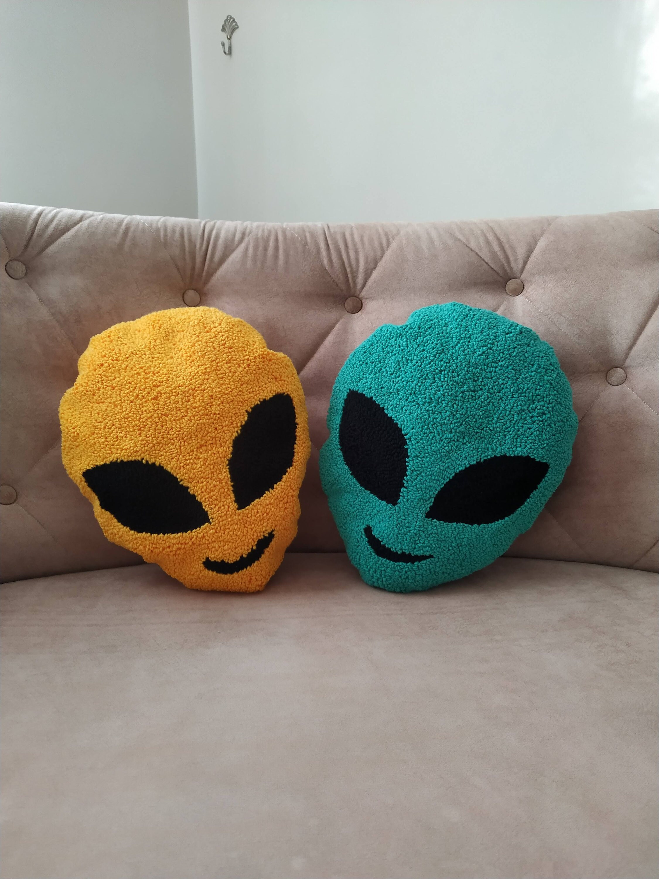 Hand Tufted Alien Pillow: Modern Punch Needle Embroidery Cushion - Etsy