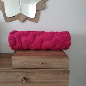 Hand Tufted Cylindrical Pillow Cover, Swirls Pink Punch Needle Cushion, Abstract Modern Style, Custom Size and Design