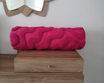 Hand Tufted Cylindrical Pillow Cover, Swirls Pink Punch Needle Cushion, Abstract Modern Style, Custom Size and Design
