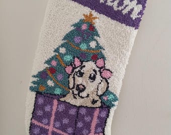 Personalisierte Haustier Hund Punch Nadel Weihnachtsstrumpf, Hand getuftet gestickter Familien Weihnachtsstrumpf, niedlicher Kinder Strumpf