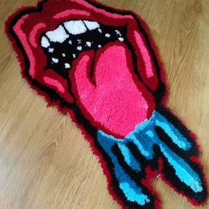 Lip Tongue Tufting Rug: Handmade Cotton & Acrylic Yarn - Etsy