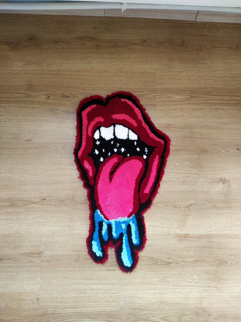 Lip Tongue Tufting Rug: Handmade Cotton & Acrylic Yarn - Etsy
