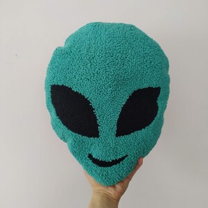 Hand Tufted Alien Pillow: Modern Punch Needle Embroidery Cushion - Etsy