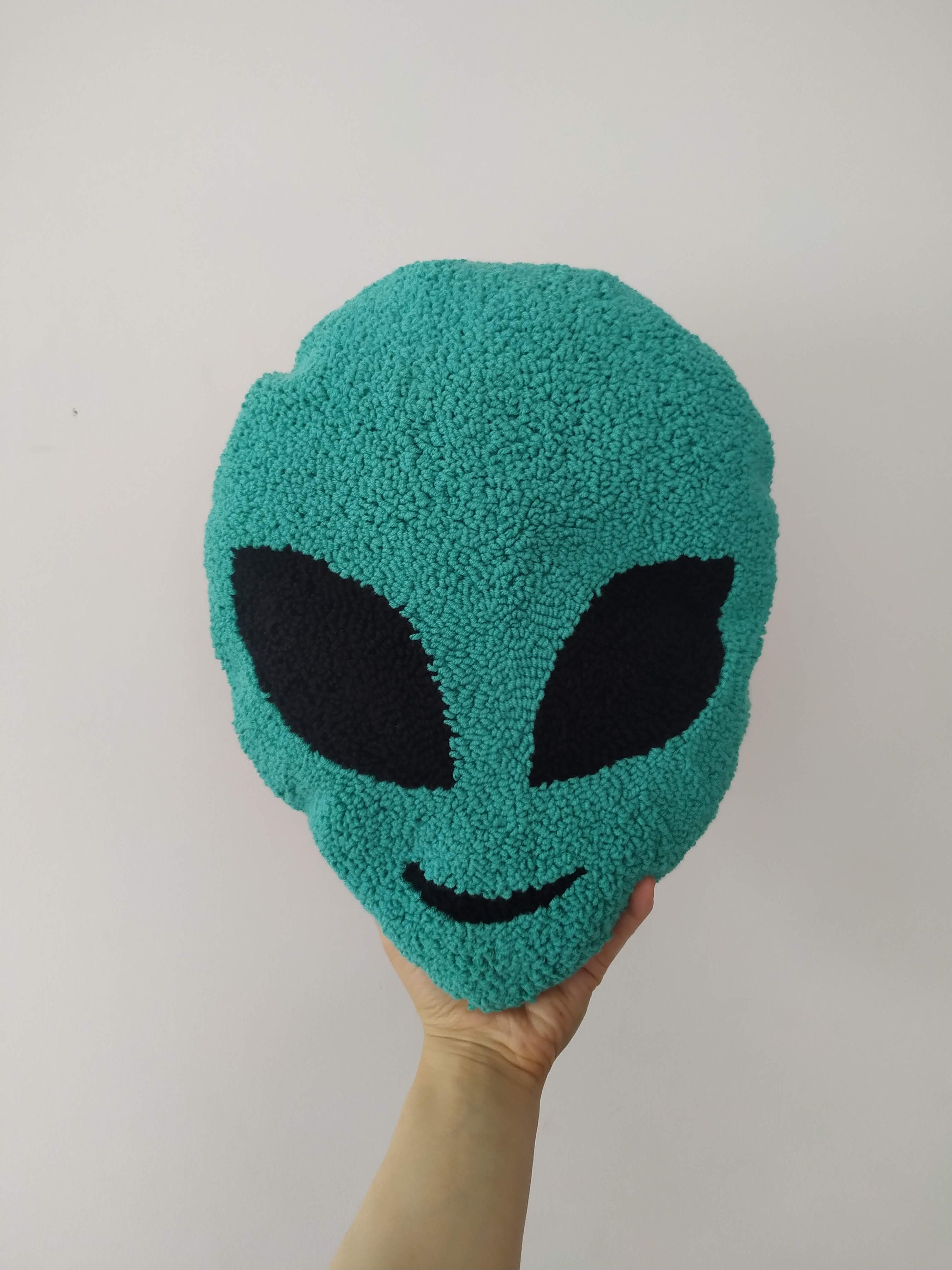 Hand Tufted Alien Pillow: Modern Punch Needle Embroidery Cushion - Etsy