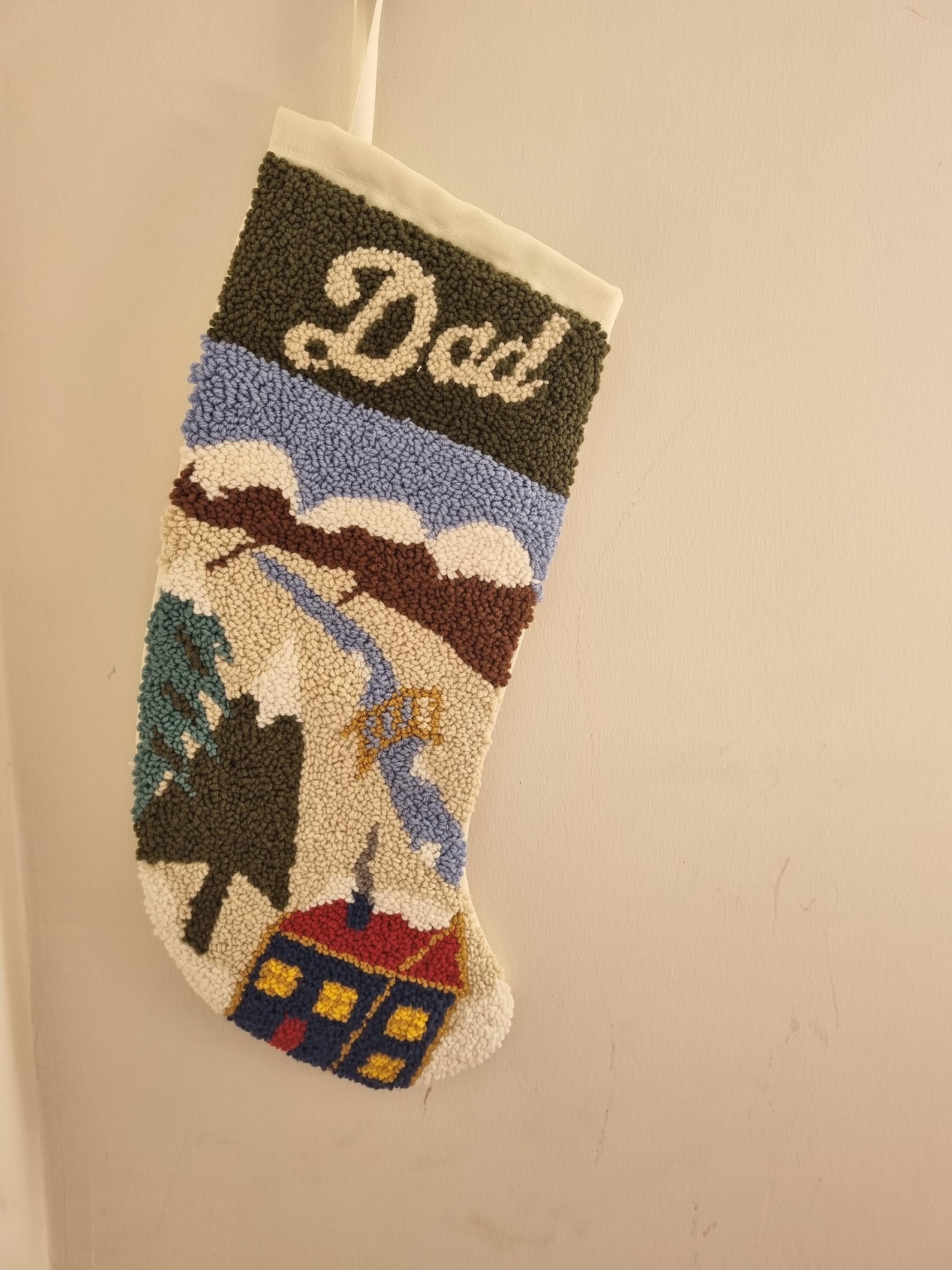 Personalized Punch Needle Christmas Stocking, Custom Embroidered Family ...