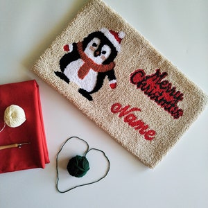 Almohada personalizada de aguja perforada, fundas de almohada con mechones de nombre, idea de regalo de habitación para niños de Navidad