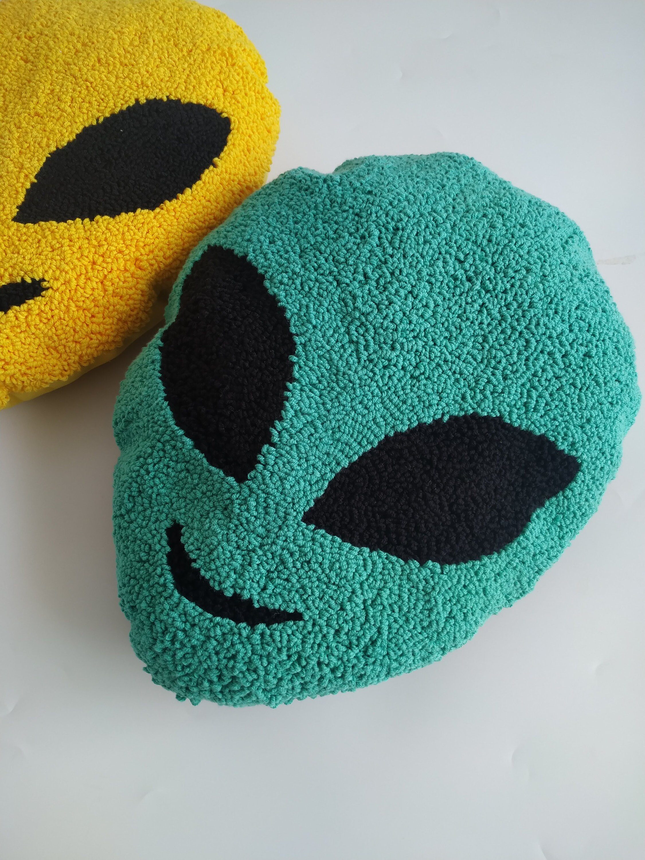 Hand Tufted Alien Pillow: Modern Punch Needle Embroidery Cushion - Etsy