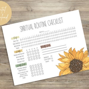 Spiritual Routine Checklist | Sunflower Design | JW | Printable | Spanish & English