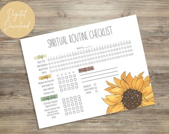 Spiritual Routine Checklist | Sunflower Design | JW | Printable | Spanish & English