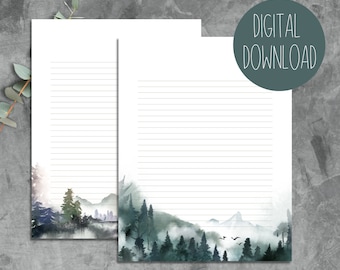 Pine Forest Set | Letter Writing | Templates | Lines & No Lines | JW | Jehovah's Witnesses | Digital Download