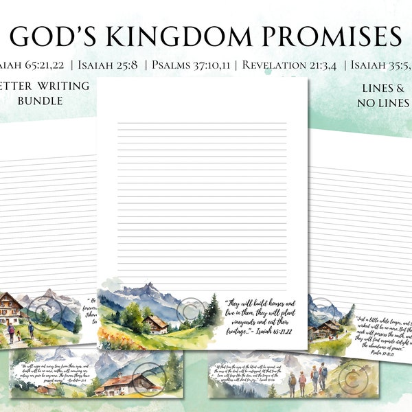 JW God's Kingdom Promises | Letter Writing  Bundle | Pioneer Gifts | Templates | Jehovah's Witnesses | Printable Stationary