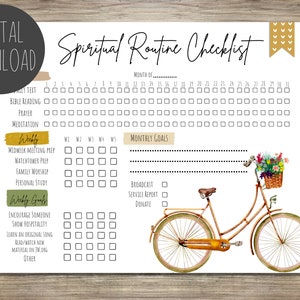 JW Spiritual Routine Checklist  | Bicycle | Jehovah's Witnesses | English & Spanish |  Daily, Weekly, Monthly | Planner | Printable