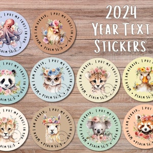 JW Cute Year Text Stickers 2024 | Psalm 56:3 | When I am afraid.. | Kids | JW Convention Gifts | JW Gifts | Pioneer Gifts | Stickers