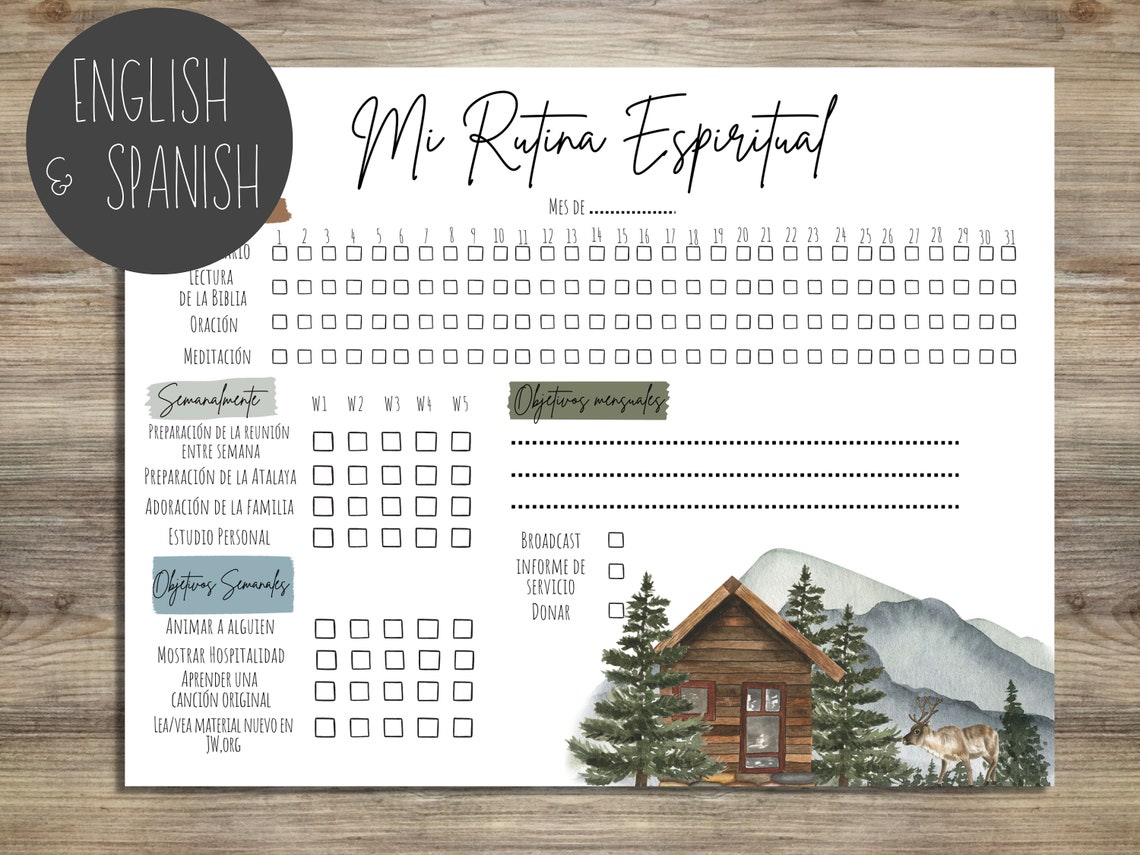 JW Spiritual Routine Checklist | Cabin | Planner | Jehovah's Witnesses ...
