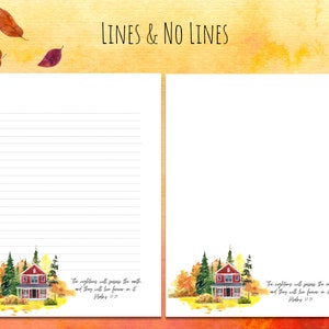 JW Autumn Letter Writing Templates Text Psalm 37:29 Lines & No Lines image 2