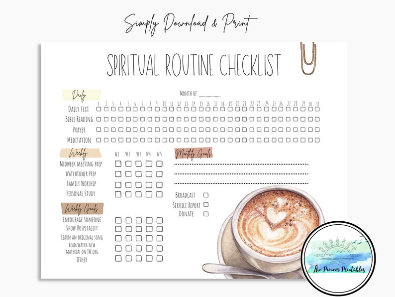 Spiritual Routine Checklist | Coffee Design | JW | Printable | Spanish ...