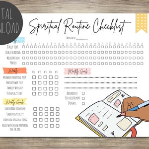 JW Spiritual Routine Checklist Jehovah's Witnesses English & Spanish ...