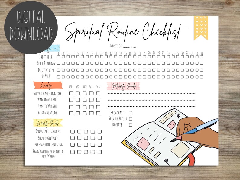 JW Spiritual Routine Checklist Jehovah's Witnesses - Etsy