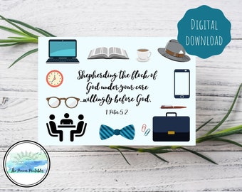 Druckbar | JW Elder Appreciation Card | Schrift| 1 Petrus 5:2 | Spanisch & Englisch