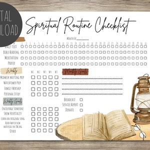 JW Spiritual Routine Checklist  | Lantern |Jehovah's Witnesses | English & Spanish |  Daily, Weekly, Monthly | Planner | Printable