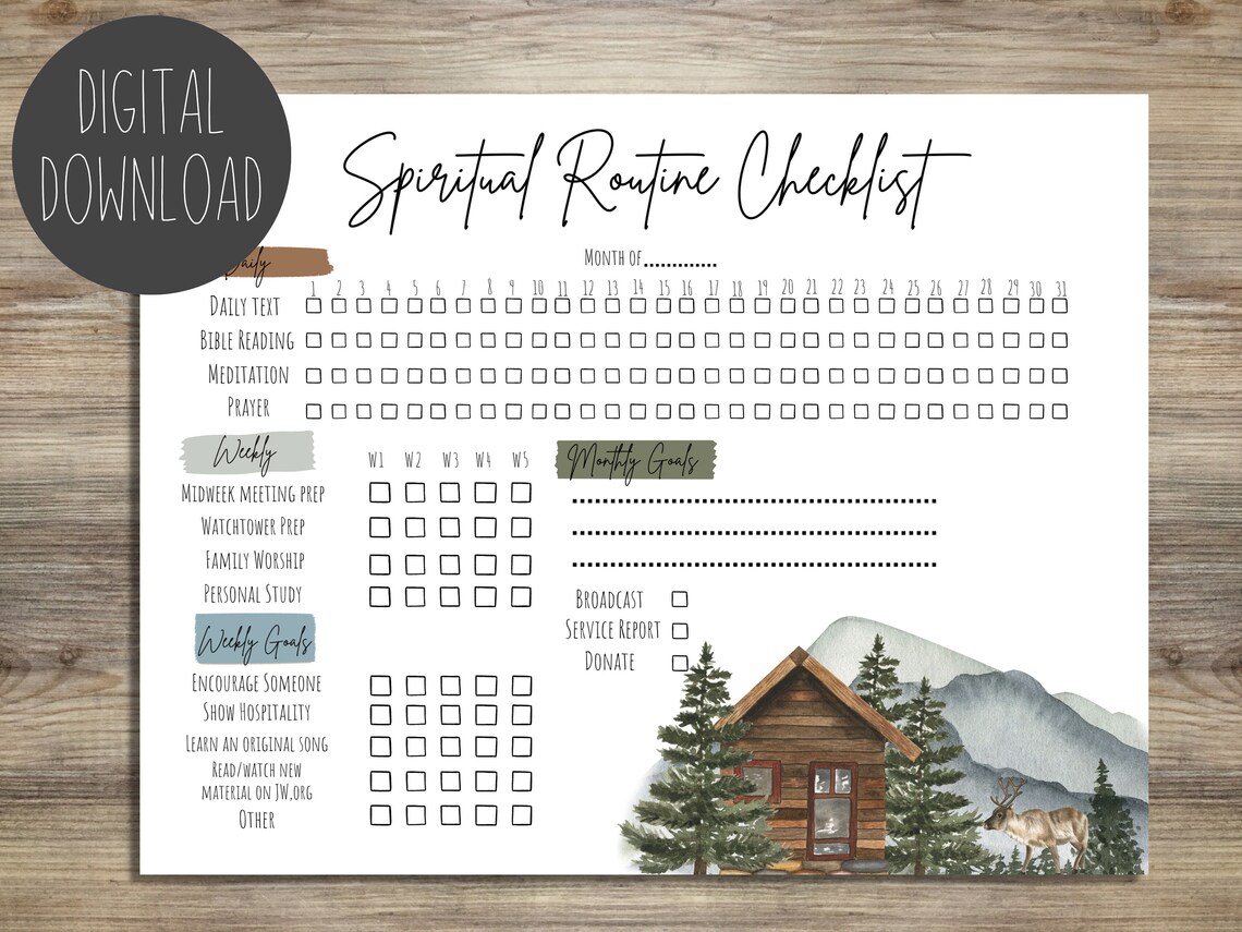 JW Spiritual Routine Checklist | Cabin | Planner | Jehovah's Witnesses ...