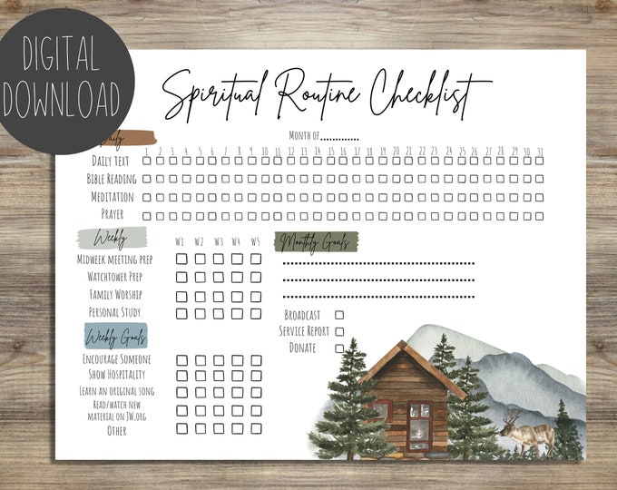 JW Spiritual Routine Checklist | Cabin | Planner | Jehovah's Witnesses ...