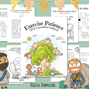 Exercise Patience 2023 Convention Kids Workbook | JW | Activity Worksheets | Children | Regional Convention | Printable