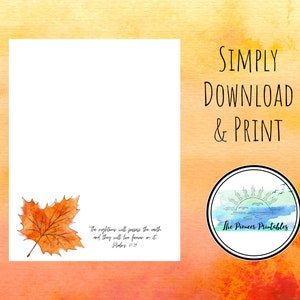 JW Autumn Letter Writing Templates Text Psalm 37:29 Lines & No Lines image 3