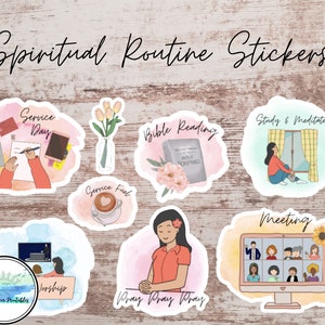 JW Planner Sticker set | Spiritual Routine | 8 Waterproof Vinyl Laminated Stickers | Planner | JW Gifts